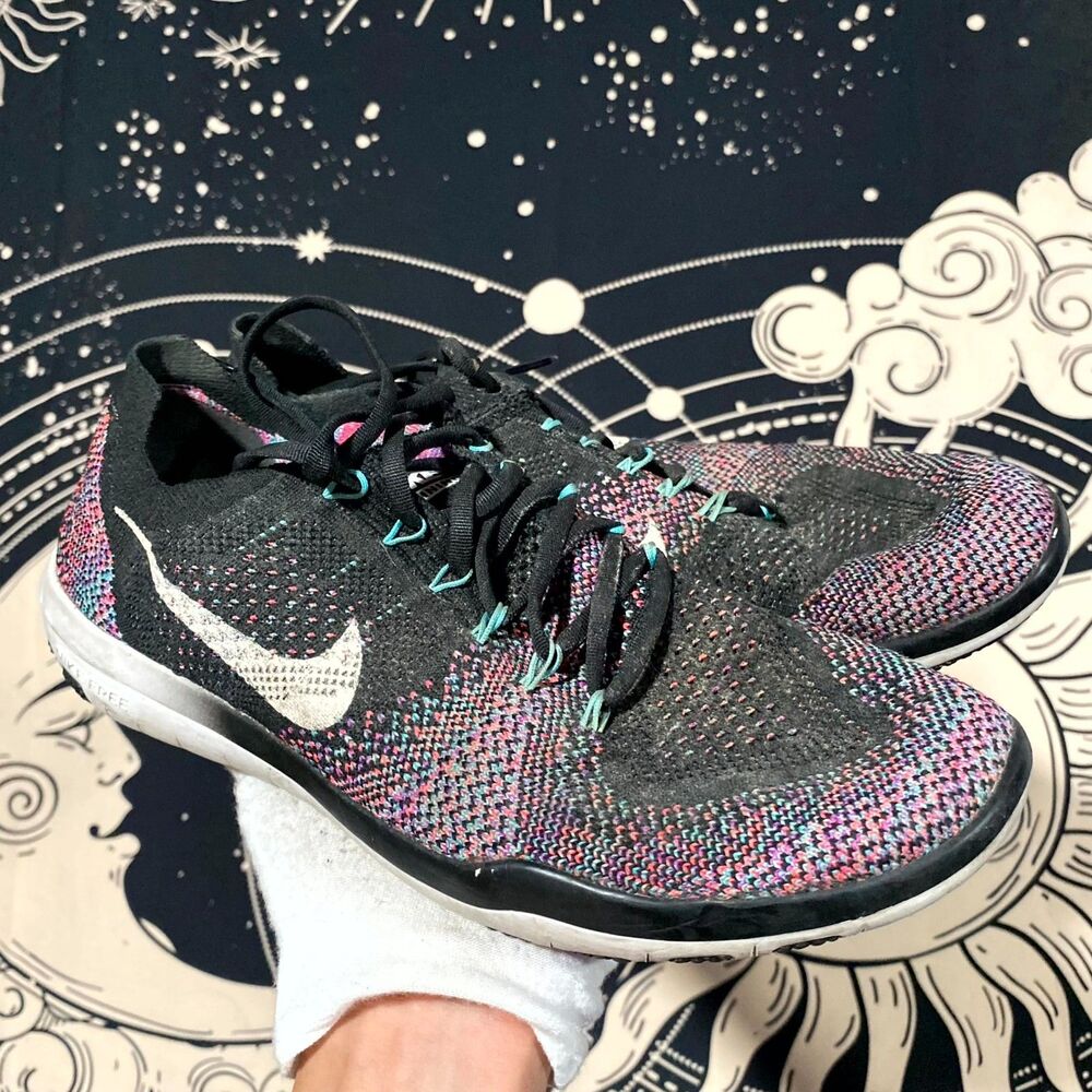 Nike Flyknit 2 880630-002 Athletic Sneaker Women's 8.5 Black Mesh Jogging Sports
